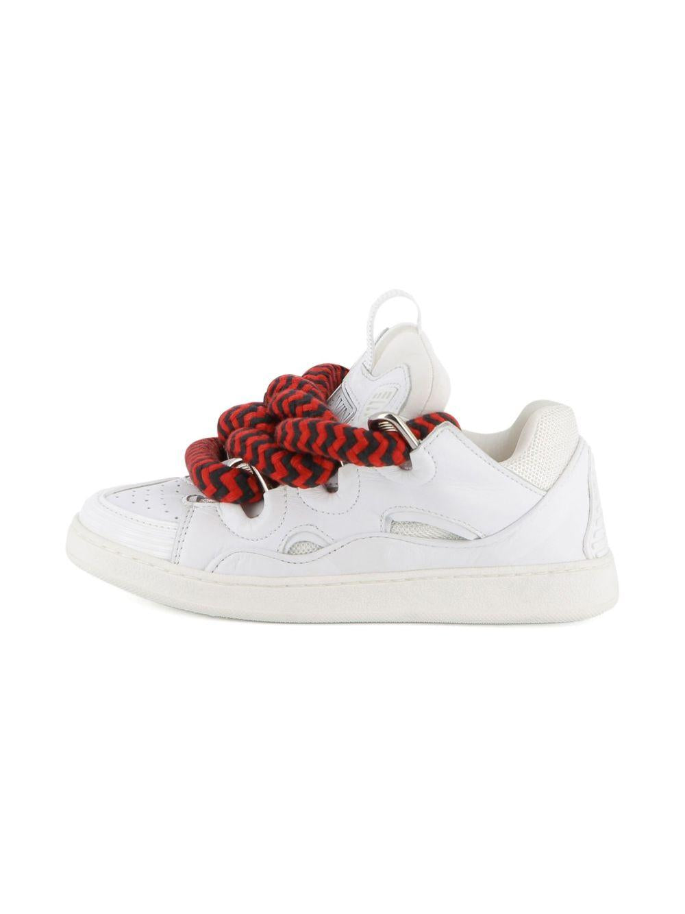 Sneakers Statement per bambini Lanvin Enfant bianche con lacci rossi e neri a contrasto N30306 N89 LANVIN 