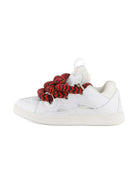 Sneakers Statement per bambini Lanvin Enfant bianche con lacci rossi e neri a contrasto N30306 N89 LANVIN 