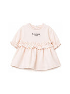 Abito per neonata Balmain Kids rosa con logo sul davanti BZ1050 Z3183 508NE BALMAIN KIDS 