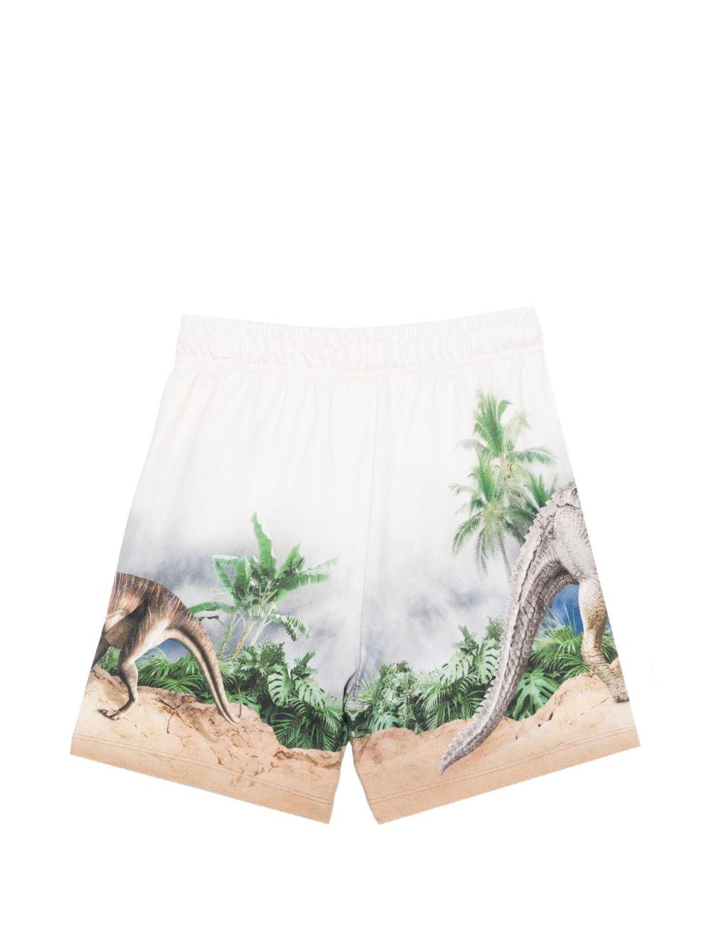 Shorts per bambino Molo bianco con stampa grafica dinosauri 1S26H205 9900 MOLO KIDS 