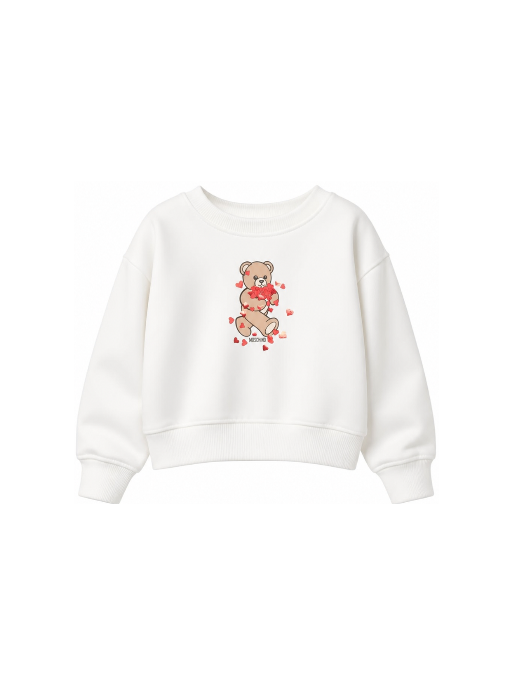 Felpa per bambina Moschino Kids bianca con dettaglio Teddy Bear HBF06GLDA63 10063 MOSCHINO KIDS 