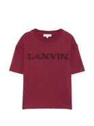 T-shirt per bambino Lanvin Kids bordeaux con logo sul davanti N30426 955 LANVIN KIDS 