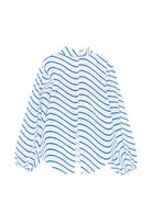 Camicia per bambina MSGM Kids bianca con design a righe ondulate S6MSJGSI178 130 MSGM KIDS 