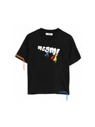 T-shirt per bambina MSGM Kids nera con dettaglio logo S6MSJUTH136 110 MSGM KIDS 