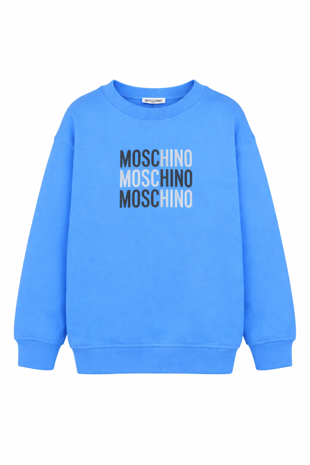 Felpa per bambini Moschino Kids azzurra con logo sul davanti HRF078LCA32 40630 MOSCHINO KIDS 