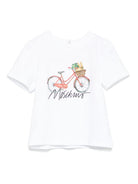 T-shirt con stampa per neonato Moschino Kids bianco con girocollo MDM03MLBA10 10101 MOSCHINO KIDS 
