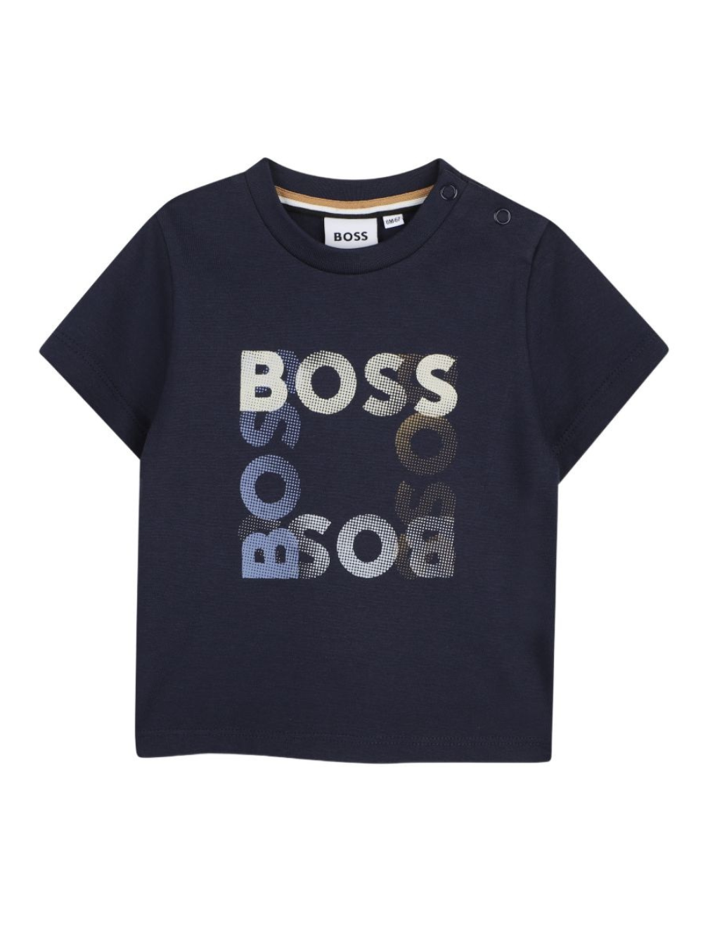 T-shirt per neonato Boss Kids blu con stampa grafica sul davanti J52882 849 BOSS KIDS 