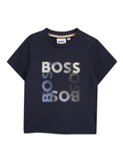 T-shirt per neonato Boss Kids blu con stampa grafica sul davanti J52882 849 BOSS KIDS 