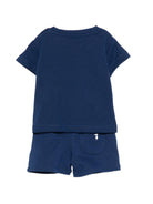 Set t-shirt e shorts per neonato TRUSSARDI JUNIOR blu con stampa logo TIP26008CJ BLUE EST. TRUSSARDI JUNIOR 