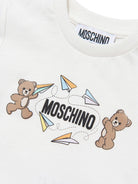 T-shirt per neonati Moschino Kids bianca con due Teddy Bear MUM04MLAA01 10063 MOSCHINO KIDS 