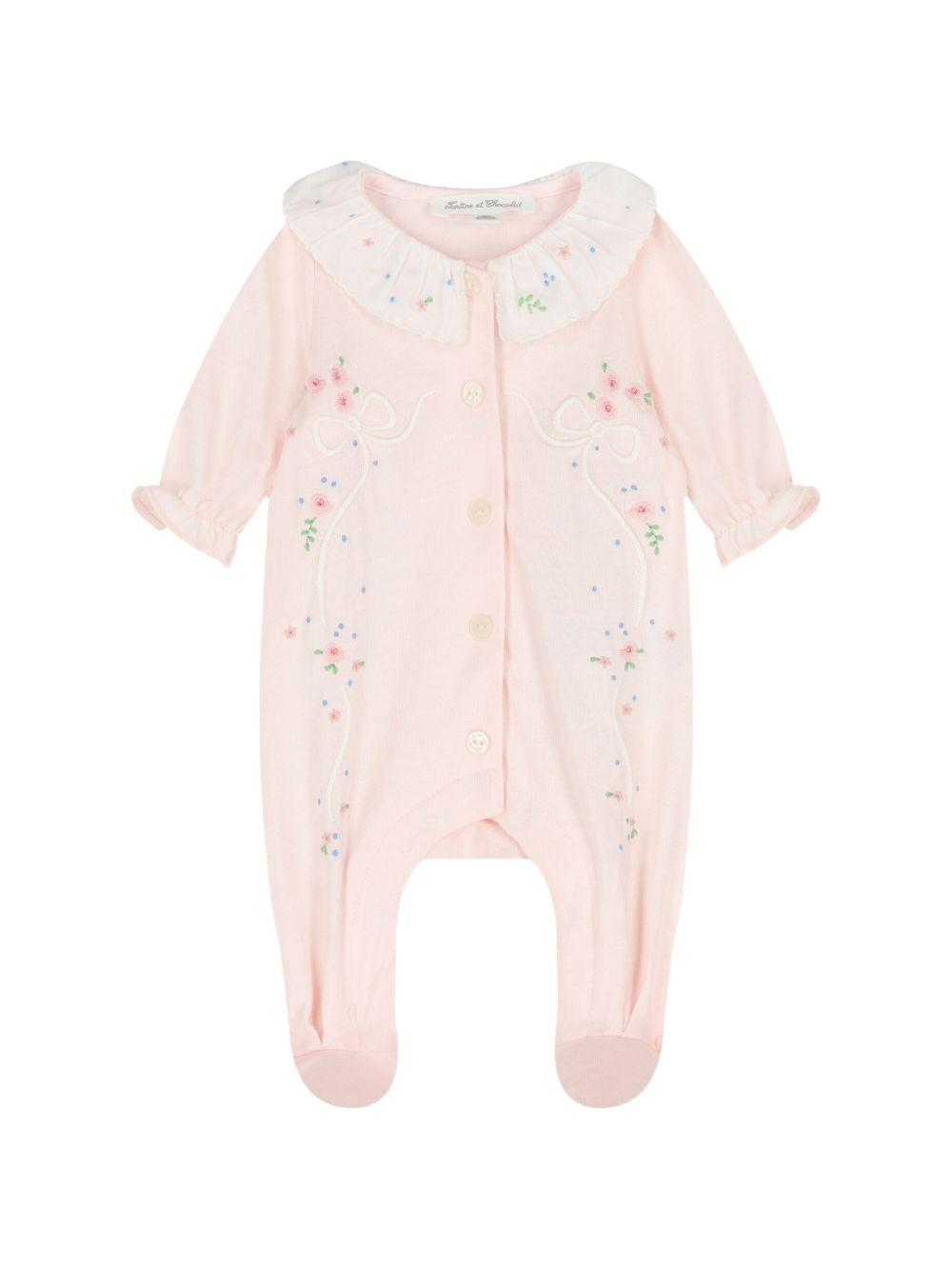 Tutina per neonata Tartine Et Chocolat rosa con ricamo floreale CC54000 31 TArtine & Chocolat KIDS 