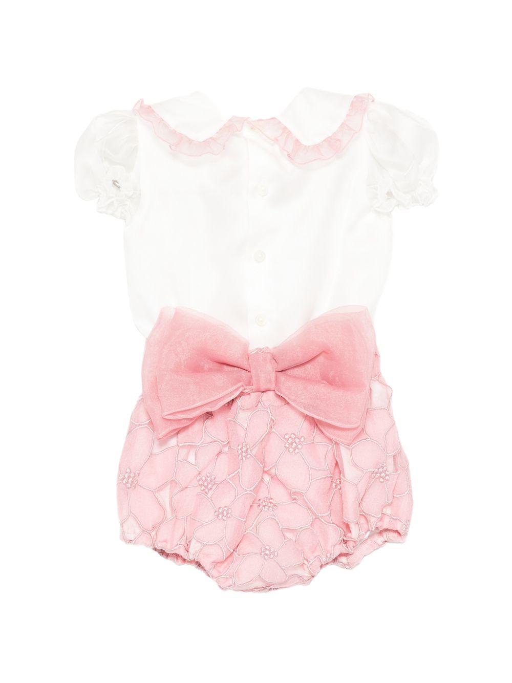 Completo t-shirt e culotte per neonata La Stupenderia multicolore con ricamo floreale 2CBCT52 X07 LA STUPENDERIA KIDS 