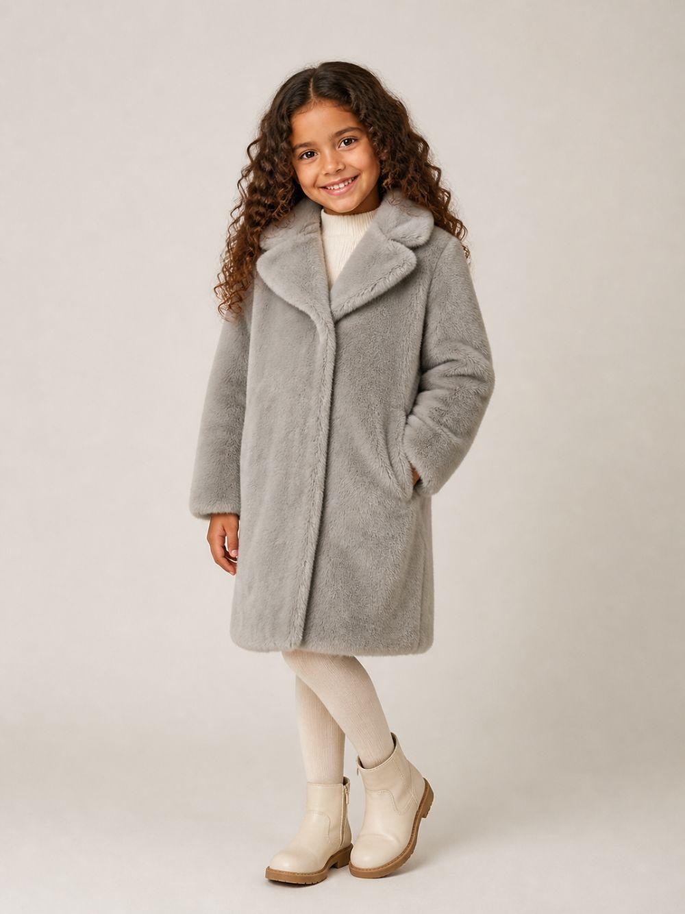 Cappotto per bambina Monnalisa Kids grigio con colletto 17H109 8034 0032 MONNALISA KIDS 