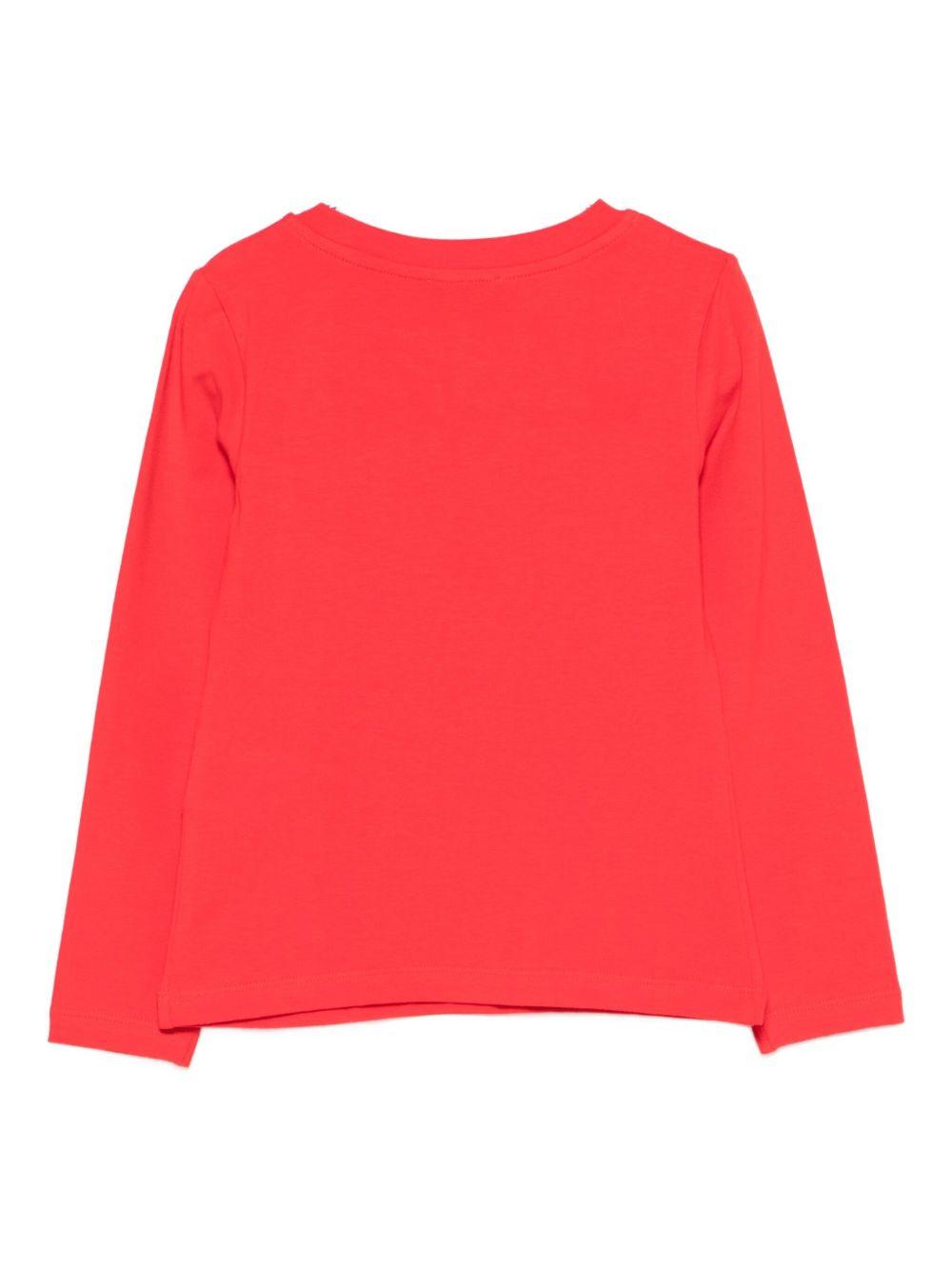 T-shirt per bambina Moschino Kids rosso maniche lunghe HDO010LBA11 50109 MOSCHINO KIDS 