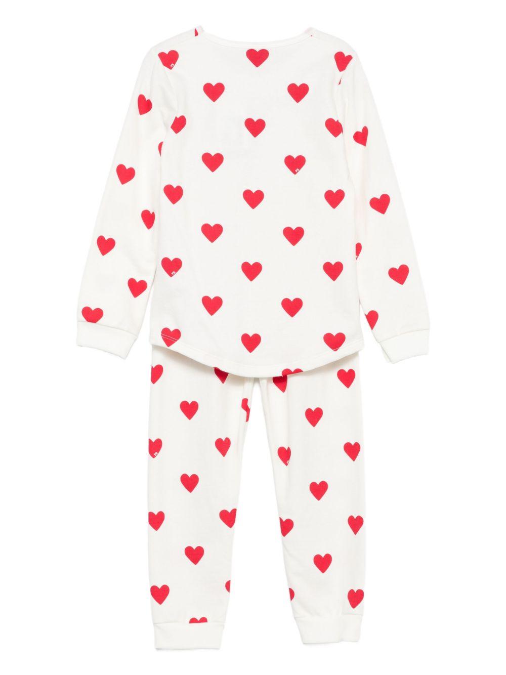 Pigiama per bambini Petit Bateau Kids bianco con stampa a cuori rossi all-over A0DO0 02 PETIT BATEAU KIDS 