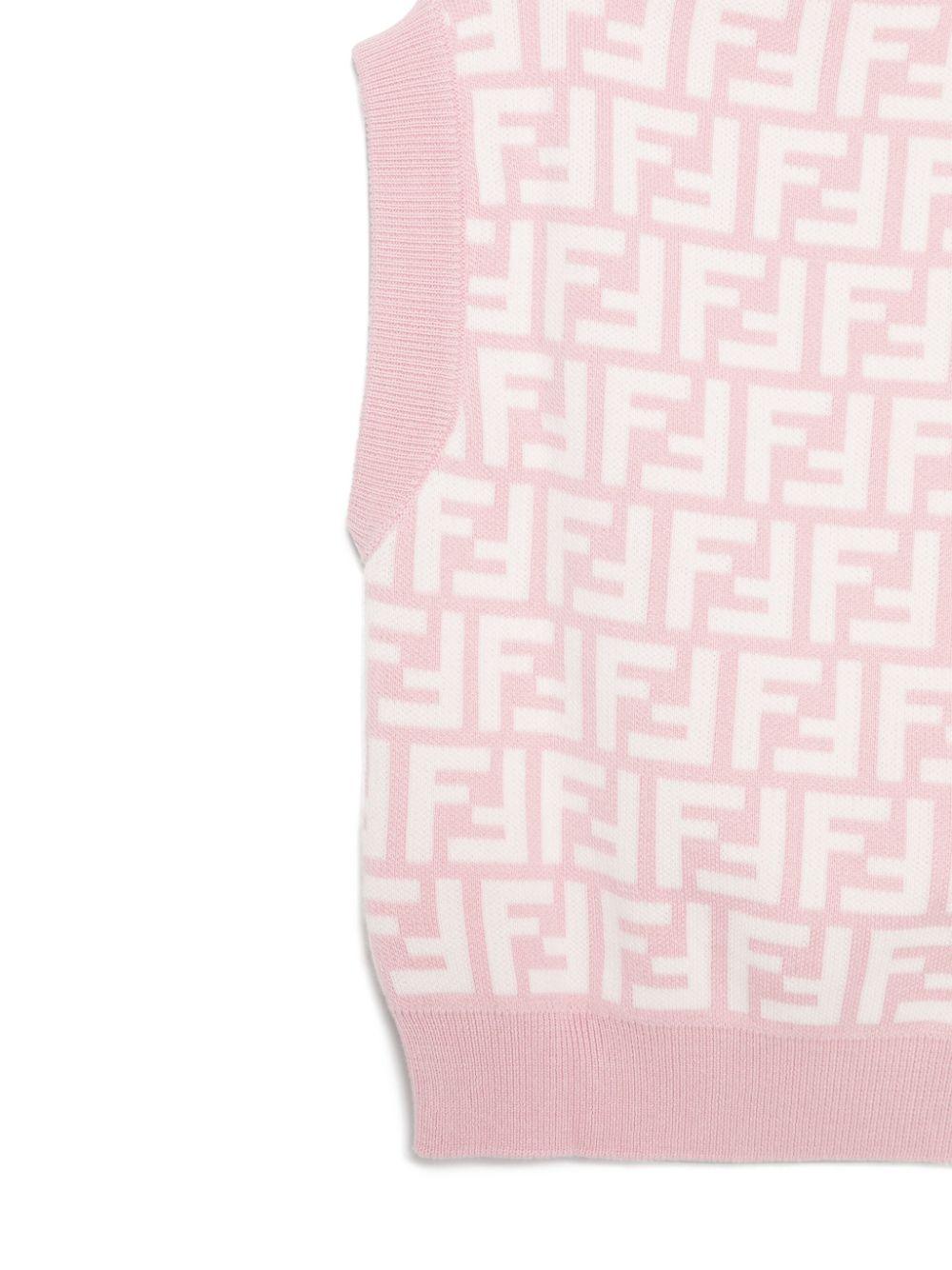 Top in maglia junior per neonata Fendi Kids rosa con orlo dritto JFG200 AQUH F1R4T FENDI KIDS 