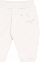 Pantaloni per neonato Balmain Kids bianco con stampa logo BY6540 Z3183 102NE BALMAIN KIDS 