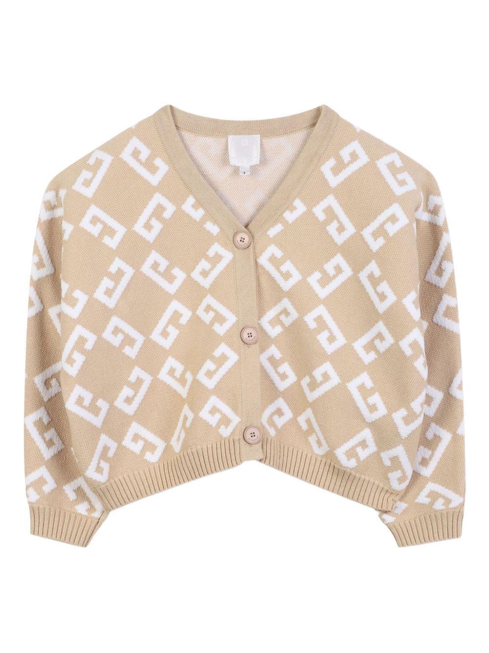 Cardigan per bambina Givenchy Kids beige con logo jacquard H30996 20P GIVENCHY KIDS 