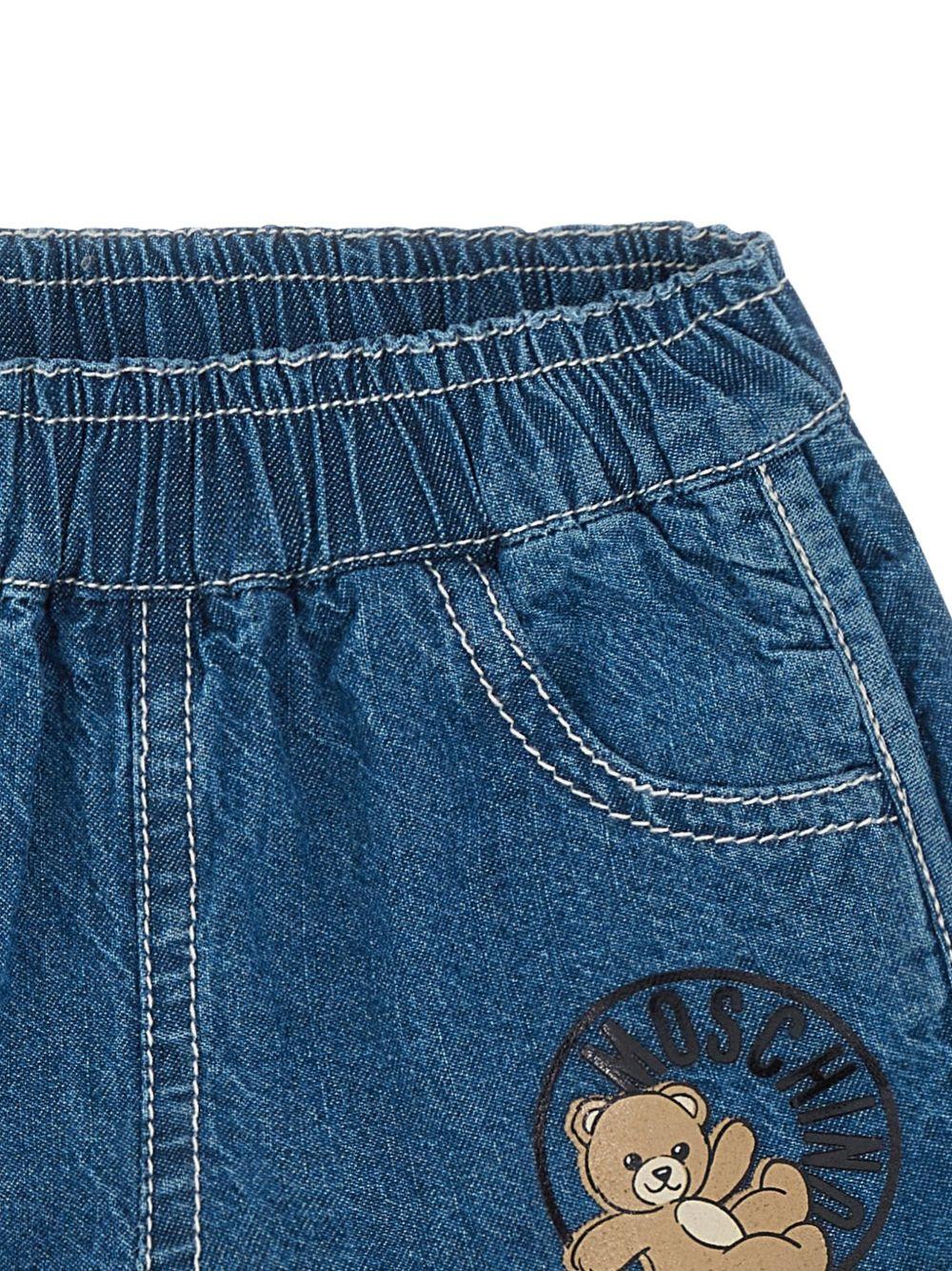 Shorts per neonati Moschino Kids in denim con stampa MUQ01OL0E45 40188 MOSCHINO KIDS 