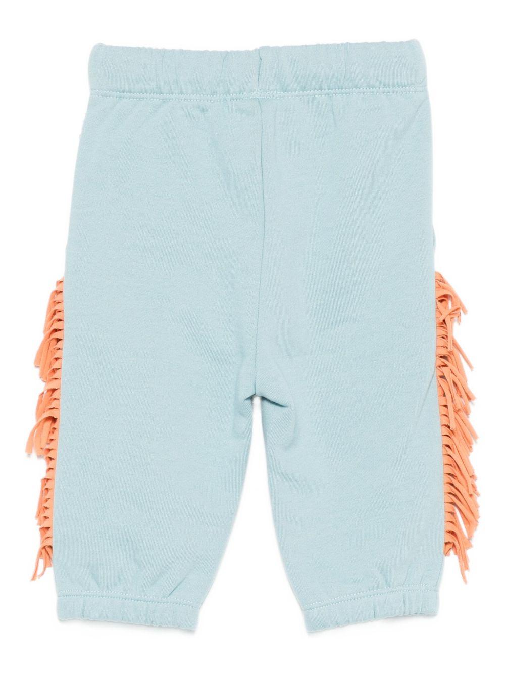 Pantaloni per neonato Stella McCartney Kids azzurro con frange e stampa animalier TX6590 Z3059 670 STELLA McCARTNEY KIDS 