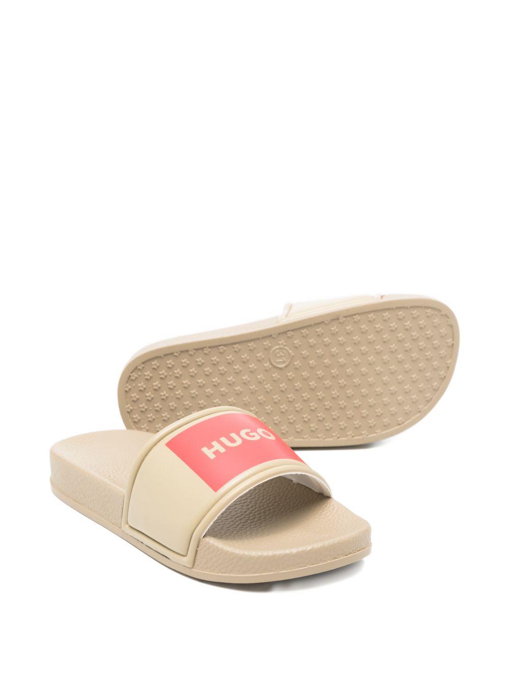 Pantofole per bambino Hugo Kids beige con dettaglio logo G01179 23B Hugo KIDS 