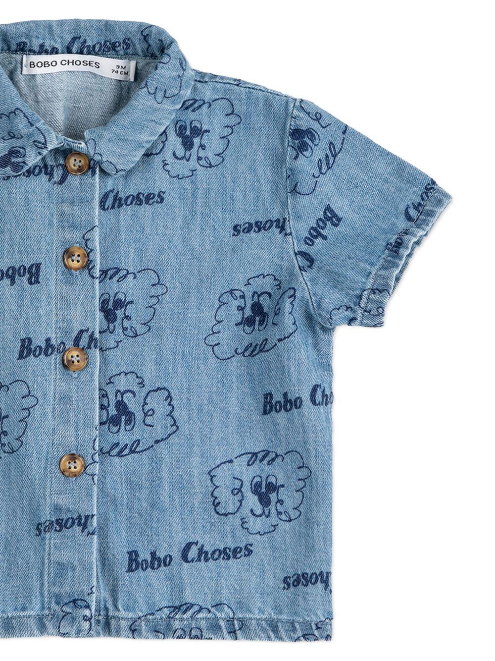 Camicia per neonato Bobo Choses azzurro con stampa grafica all-over B126AB027 451 BOBO CHOSES KIDS 