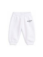 Pantaloni per neonati Balmain Kids bianchi con logo sul davanti BY6610 Z3183 100NE BALMAIN KIDS 