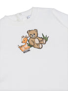 Abito per neonata Moschino Kids bianco con stampa animali MCV0A2LCA40 10063 MOSCHINO KIDS 