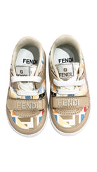 Sneakers per bambini Fendi Kids beige con logo FF all-over JMR475 AY2W F1XI6 FENDI KIDS 