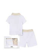Set polo e shorts per neonato BOSS Kids bianco con logo J53047 10P BOSS KIDS 