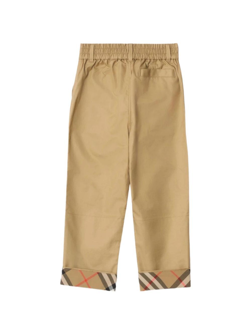 Pantaloni per bambino Burberry Kids beige con risvolto con motivo Check 8131850 B9719 BURBERRY KIDS 