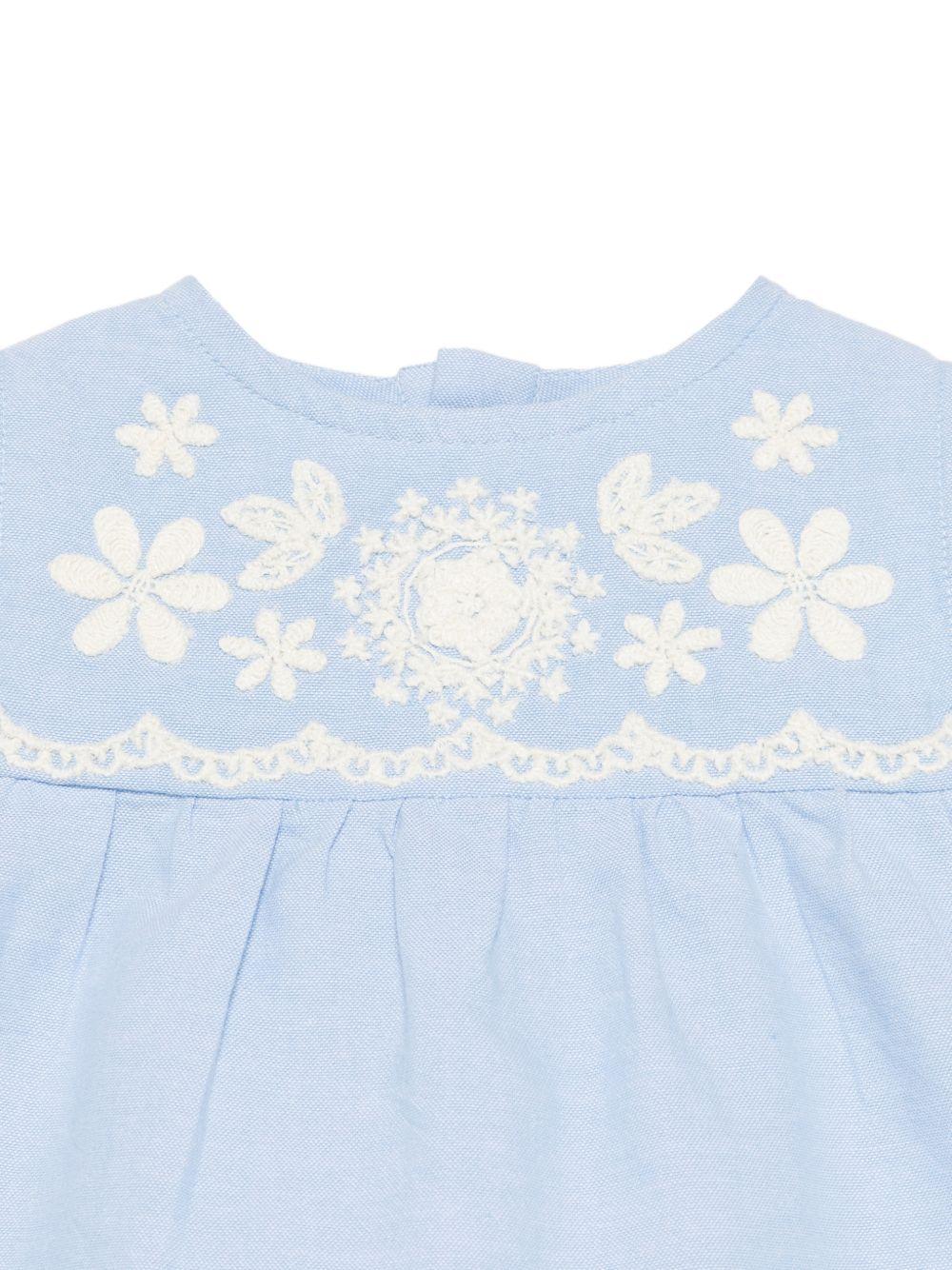 Camicia Malaya per neonata Louise Misha azzurra con ricami floreali FRI-S26-B0057 BLUE LOUISE MISHA KIDS 