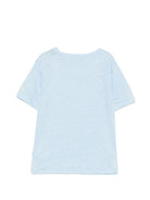T-shirt per bambini MC2 Saint Barth Kids azzurro con logo sulla manica ALE0002 00555L MC2 ST. BARTH KIDS 