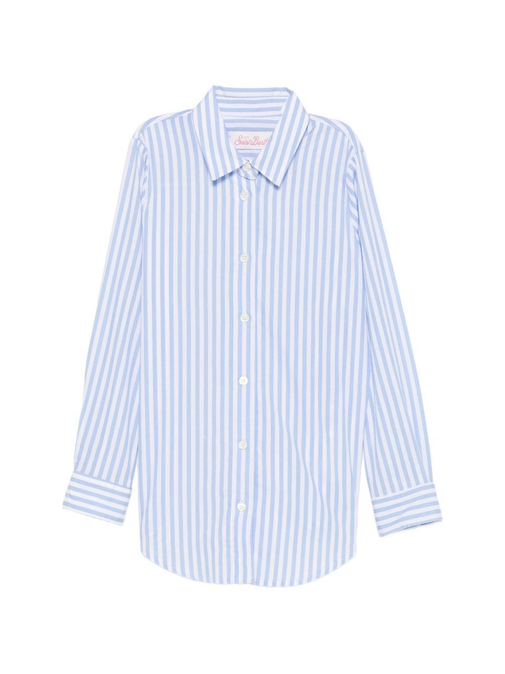 Camicia Brigitte per donna MC2 Saint Barth azzurra con design a righe BRIG006 04069L MC2 ST. BARTH KIDS 