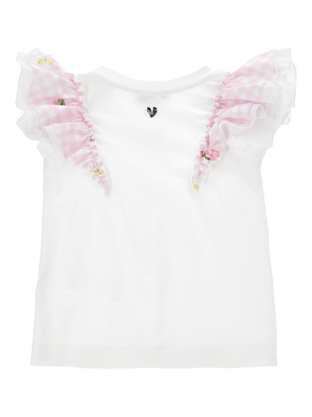 T-shirt per bambina Monnalisa bianca con ruches 11G604 7201 9990 MONNALISA KIDS 