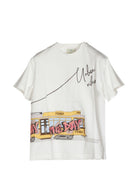 T-shirt per bambino Fendi Kids bianca con stampa grafica JMI525 AVWL F0TU9 FENDI KIDS 