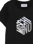 T-shirt per bambini Moschino Kids nera con stampa grafica del logo HMM05VLAA57 60100 MOSCHINO KIDS 