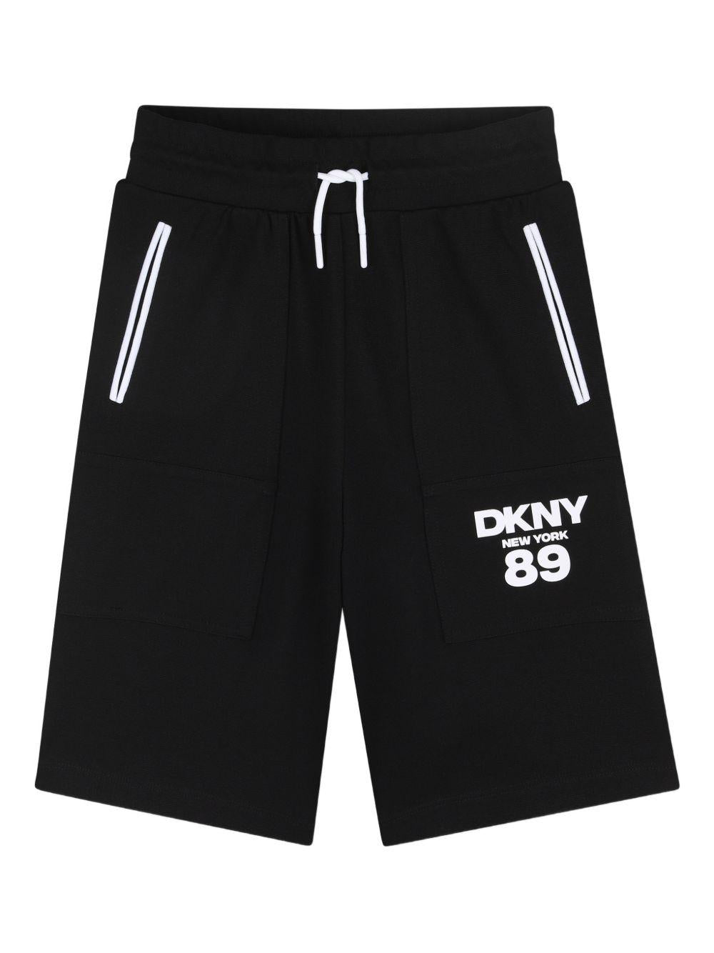 Bermuda per bambino Dkny Kids nero con logo D62530 09B DKNY KIDS 