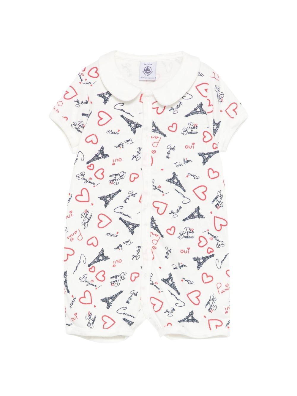 Tutina per neonati Petit Bateau bianca con stampa torre eiffel A0FES 01 PETIT BATEAU KIDS 