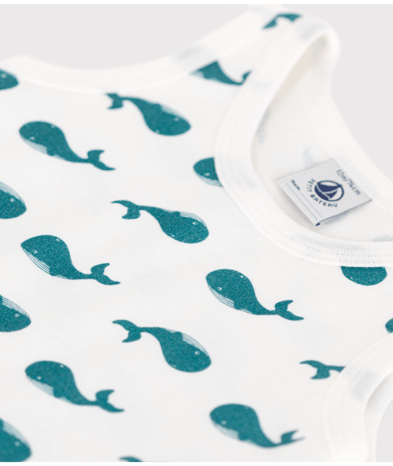 Tutina per neonati Petit Bateau bianco con stampa grafica all-over A0CZB 03 PETIT BATEAU 