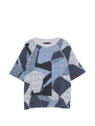 T-shirt per bambino Emporio Armani Kids blu con stampa monogramma all-over EB001655 AF28513 F8266 EMPORIO ARMANI KIDS 