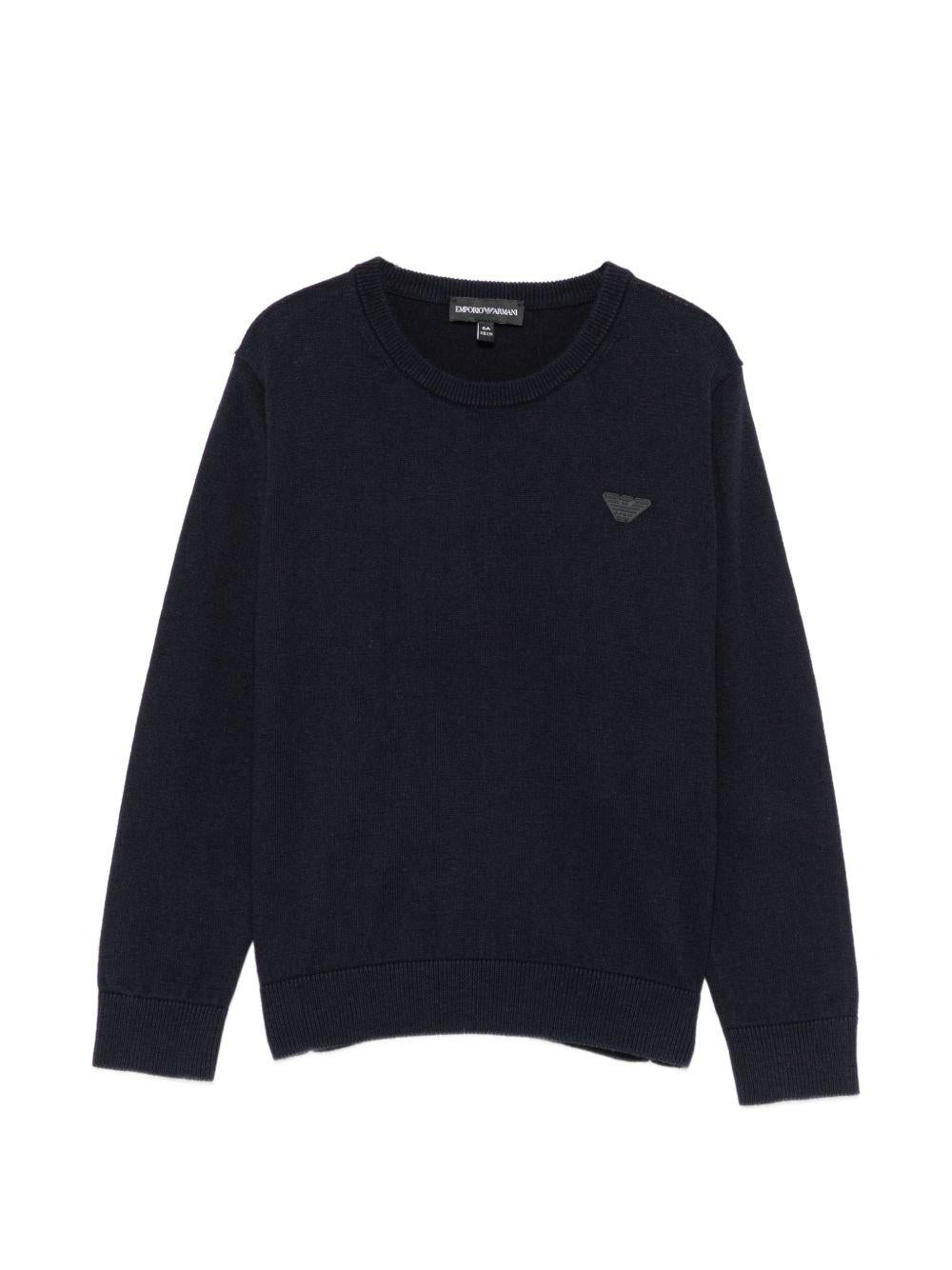 Maglione per bambino Emporio Armani Kids blu con toppa con logo EB000440 AF28773 UB118 EMPORIO ARMANI KIDS 