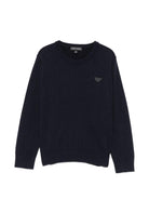 Maglione per bambino Emporio Armani Kids blu con toppa con logo EB000440 AF28773 UB118 EMPORIO ARMANI KIDS 