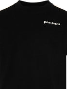 T-shirt per bambino Palm Angels Kids nera con logo sul davanti PBAA011S26JER001 110 PALM ANGELS KIDS 
