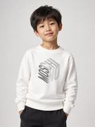 Felpa per bambino Moschino Kids bianca con stampa grafica HUF0A2LCA92 10063 MOSCHINO KIDS 
