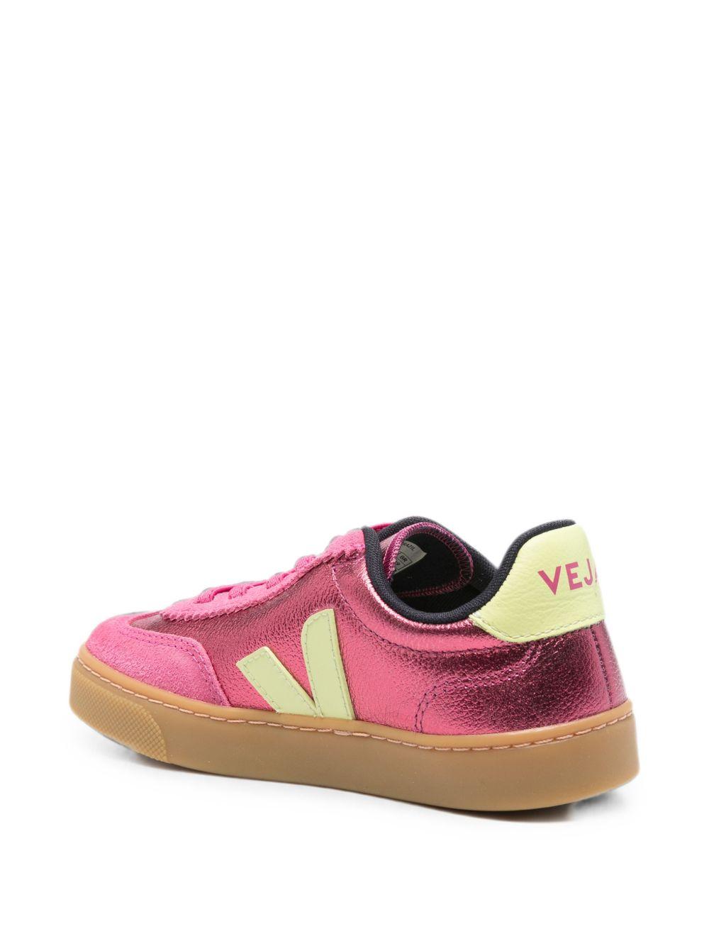 Sneakers per bambina Veja Kids rosa metallica con logo stampato SY2021816 AZALEA LIMO VEJA KIDS 