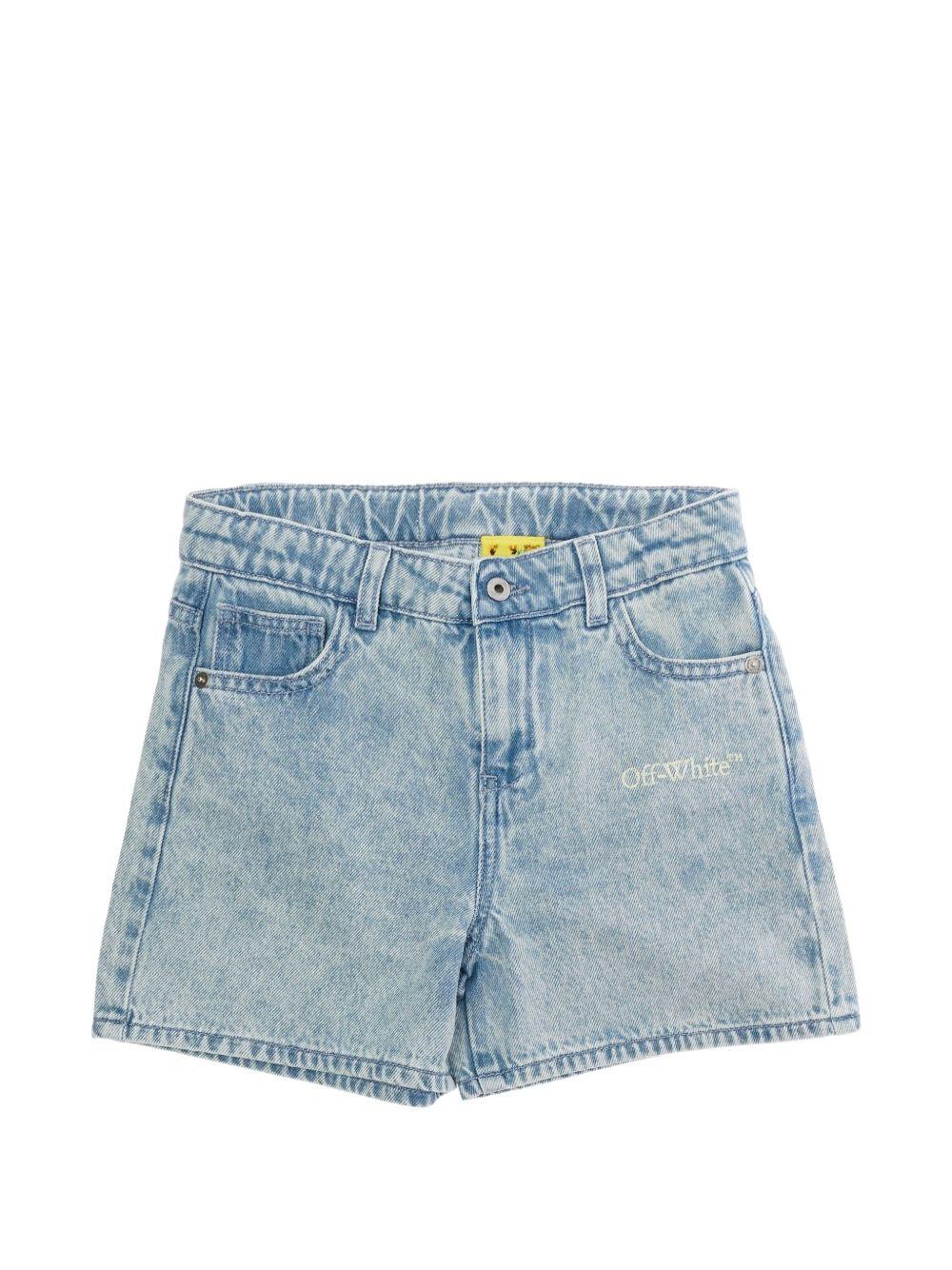 Shorts per bambina Off-White Kids azzurri con dettaglio logo 44GYC004S26D001 452 OFF WHITE KIDS 