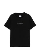 T-shirt per bambino C.P. Company Kids nera con logo sul davanti CUM00ULAA17 60100 C.P.COMPANY KIDS 