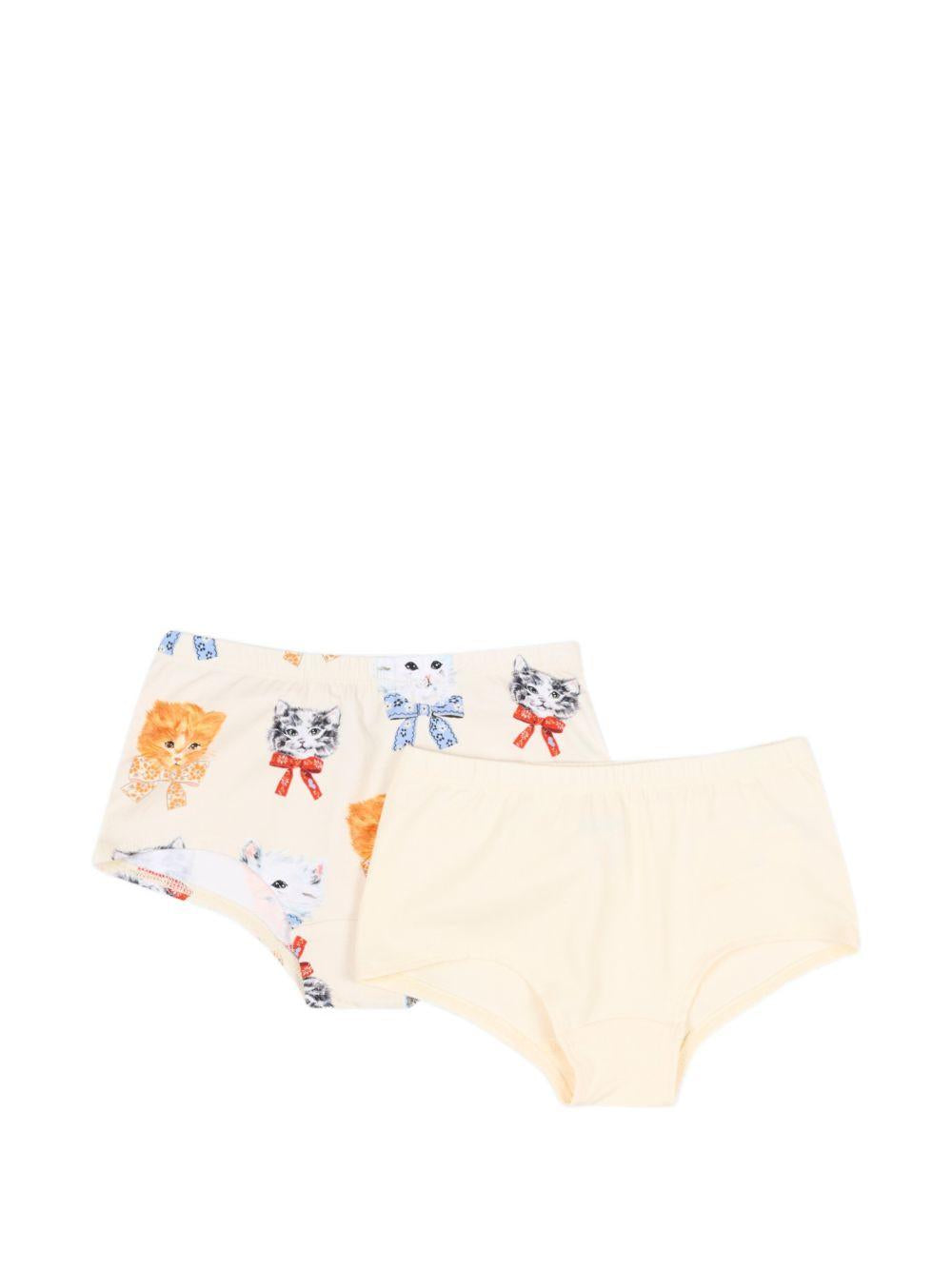 Set di due slip per bambina Molo Kids beige con stampa gatti 2W26Q601 5848 MOLO KIDS 