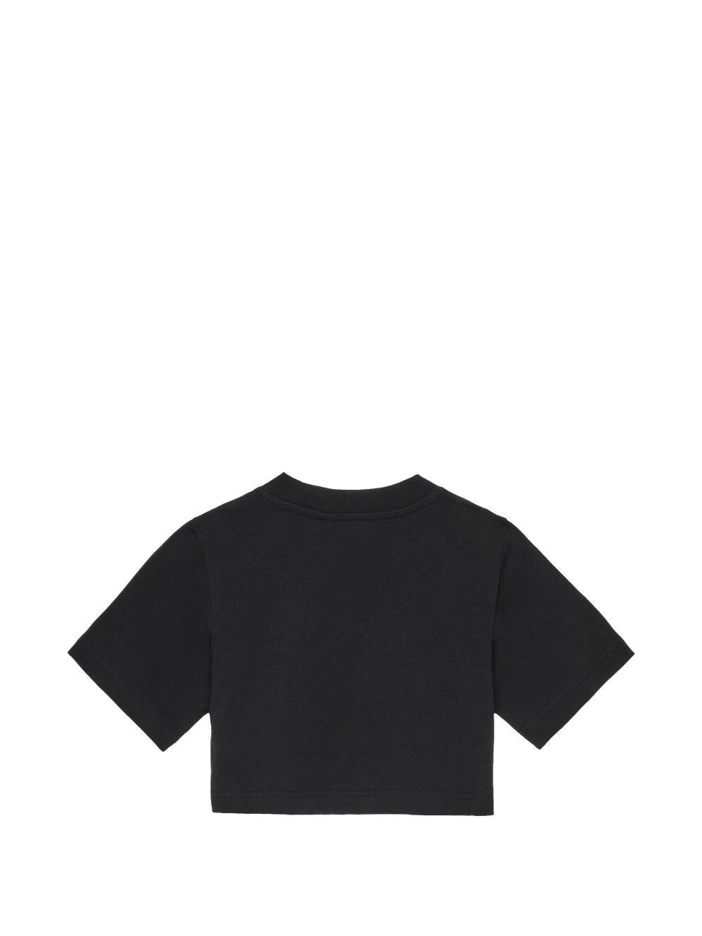 T-shirt per bambina Palm Angels Kids nera con logo sul davanti PGAA004S26JER001 110 PALM ANGELS KIDS 